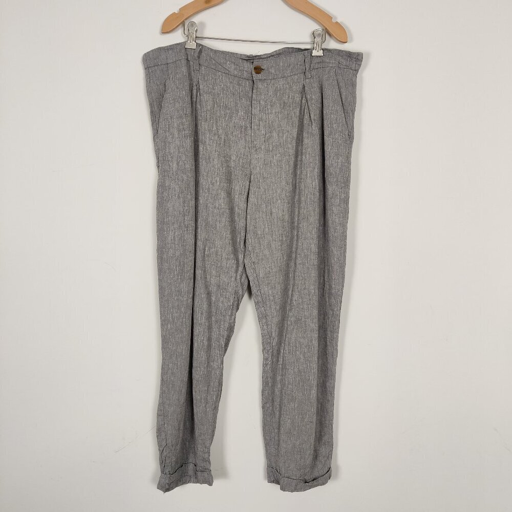 Calliope Women's Pants Size XL Gray Linen Viscose Resortwear Lightweight Outdoor